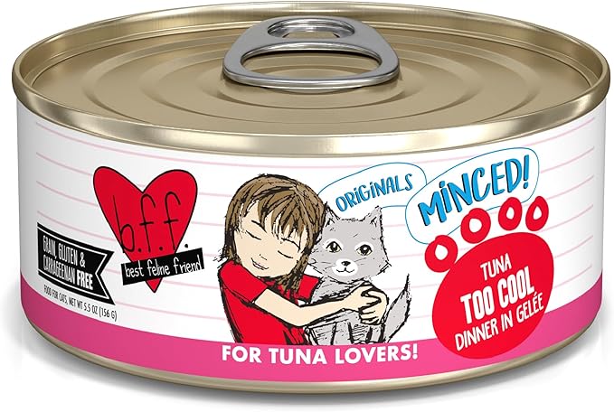 Weruva BFF Minced Natural Wet Cat Food, Tuna Too Cool in Gelee, 5.5oz Can, Pack of 24