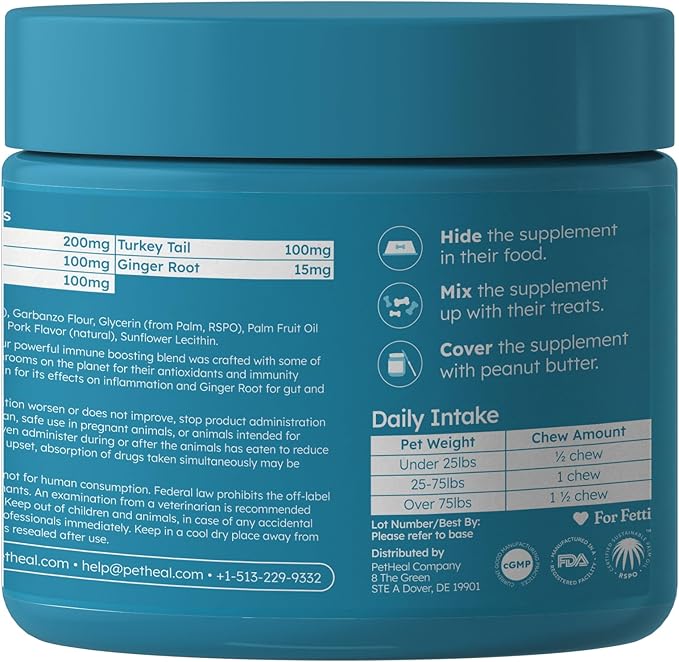 Immune Plus Chews for Dogs - Vet-Reviewed - Supports Immunity, Energy & Liver Health with Turkey Tail, Reishi & Milk Thistle | Reduces Lumps & Promotes Shiny Coat | 30 Pork-Flavored Soft Chews