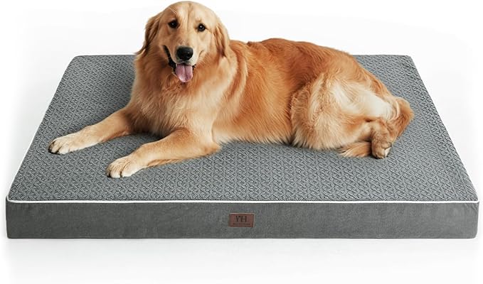 Extra Large Dog Bed, Large Sized Orthopedic XL Dog Crate Bed,Washable & Waterproof Cover Big Plush Pet Bed Mat, Egg Crate Foam Beds