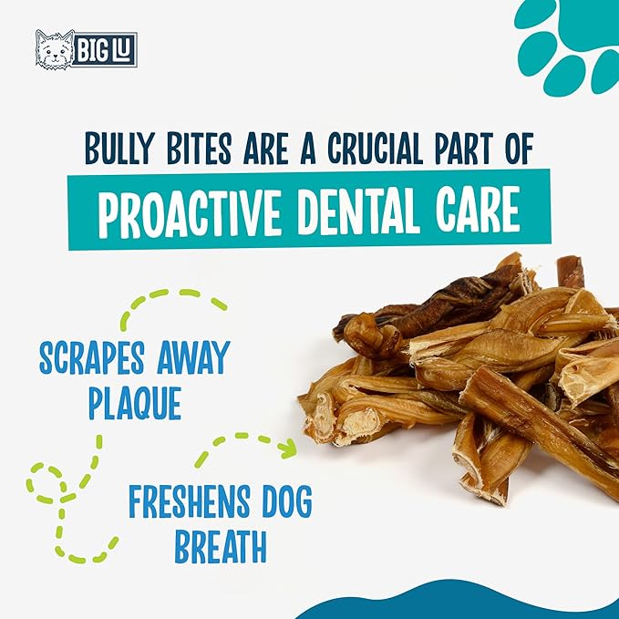 Big Lu - 2-4” Bully and Braided Sticks, 1 lb Bag, 100% Grass-Fed Beef Chews, Fully Digestible Treats for Puppies and Small to Medium Dogs, Natural Single-Ingredient Chews for Keeping Dogs Busy
