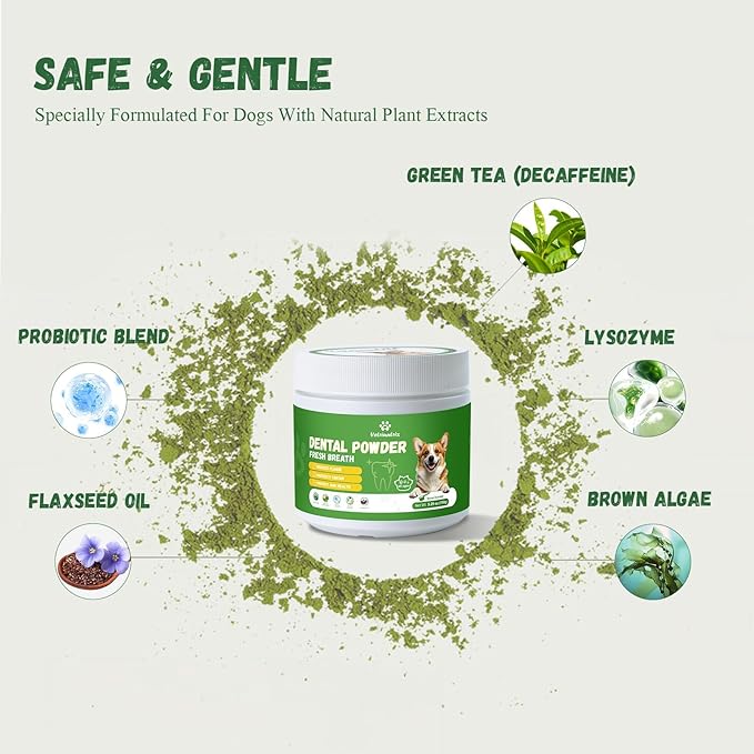 Dog Dental Care Powder - 300g Teeth Cleaning Powder for Dogs with Probiotic, Plaque & Tartar Control with Natural Enzymes, Fresh Breath for Small Medium Large Dogs