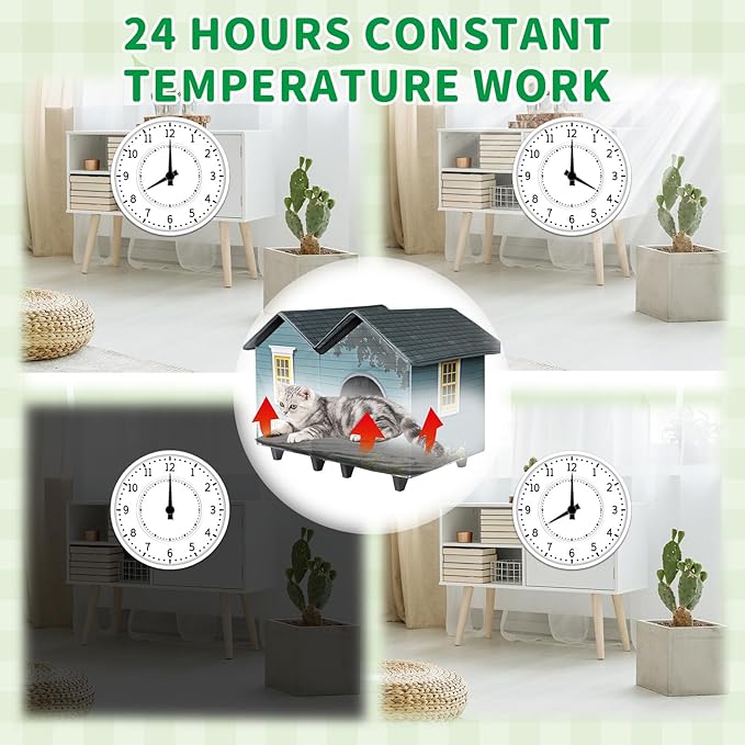 Heated Cat Houses for Indoor/Outdoor Cats with Elevated Heated Cat Bed Providing Safe Feral Cats, Easy to Assemble