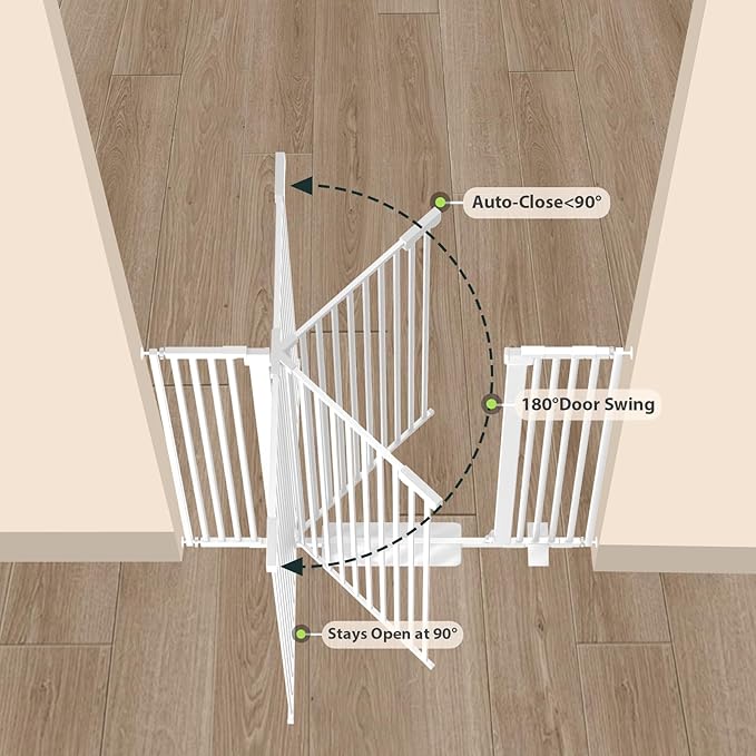 67" High Extra Tall Cat Gate for Doorway, 29.5-49.21" Extra Wide Pet Gate Pressure Mounted Baby Gates for Dogs Pets, Easy Walk Through Cat Proof Gate(White)