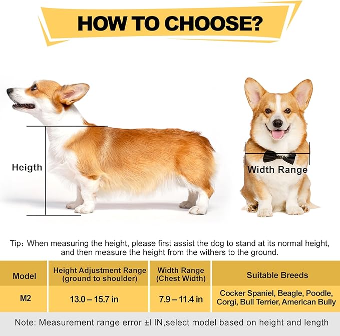 Corgi&Dachshund Dog Wheelchiar - Dog Wheelchair for Back Legs – Lightweight Adjustable Mobility Aid for Medium Dogs - Ideal for IVDD, Arthritis & Injury Recovery