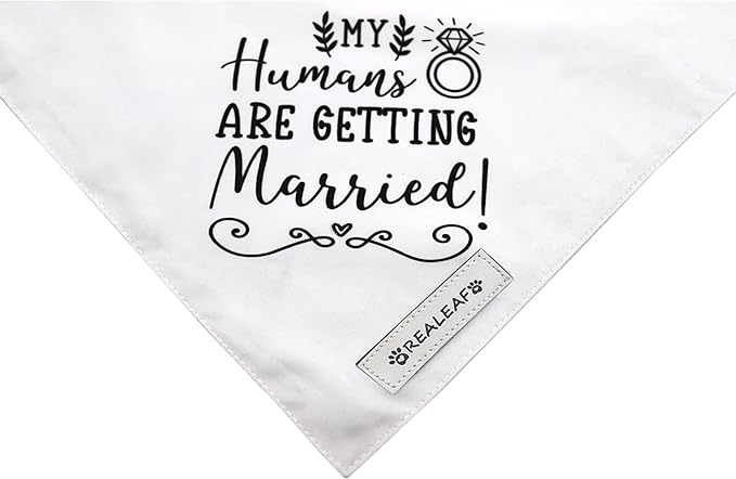 Realeaf Engagement Gift, My Humans are Getting Married Dog Bandana, Dog Wedding Outfit for Boy and Girl, Premium Durable Fabric, Dog Engagement Announcement for Medium and Large Dogs Pets (Large)