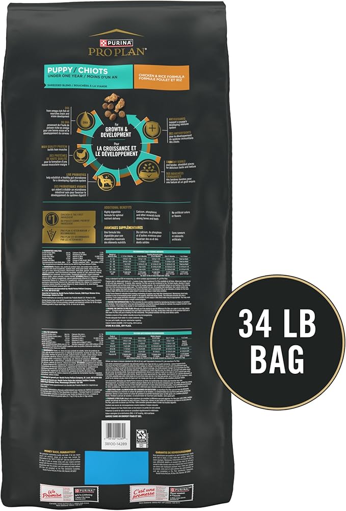 Purina Pro Plan High Protein Puppy Food Shredded Blend Chicken & Rice Formula - 34 lb. Bag