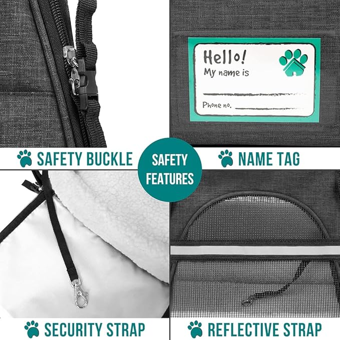 PetAmi Airline Approved Pet Carrier for Cat, Soft Sided Dog Carrier for Small Dog, Cat Travel Supplies Accessories Indoor Cats, Ventilated Pet Carrying Bag Medium Kitten Puppy, Large Heather Dark Gray