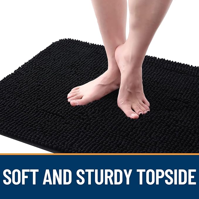 OLANLY Dog Door Mat for Muddy Paws 70x24, Absorbs Moisture and Dirt, Absorbent Non-Slip Washable Doormat, Quick Dry Chenille Mud Mat for Dogs, Entry Indoor Entryway Carpet for Inside Floor, Black