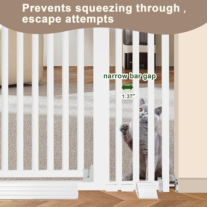 67" High Extra Tall Cat Gate for Doorway, 29.5-49.21" Extra Wide Pet Gate Pressure Mounted Baby Gates for Dogs Pets, Easy Walk Through Cat Proof Gate(White)