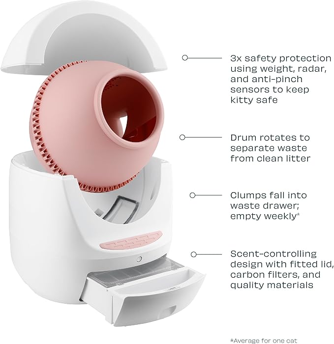 Casa Leo Leo’s Loo Too Self-Cleaning Cat Litter Box, Wi-Fi App Control, <30 dB Whisper-Soft, Anti-Pinch Sensors, UV Odor Defense, Health Monitoring, Large 24 × 22 × 27.6 in