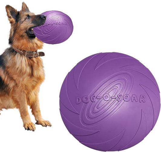 Indestructible Flying Disc, Interactive Flyer Toy for Small Medium Large Dogs, Soft Lightweight Catch and Fetch Toy, Floats in Water & Safe on Teeth, 9.05 Inch (Purple, 1Pcs)