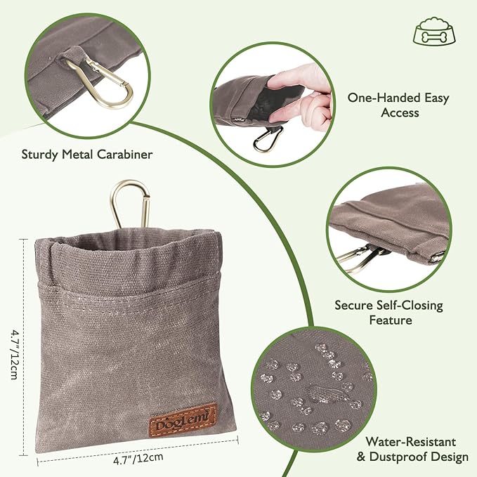 ETIAL Dog Treat Pouch,Portable Puppy Dog Training Treat Bag,Hand Free Dog Walking Bag,Auto Closing Pet Feed Snack Reward Pocket,Dog Food Dispenser for Pet Puppy Travel or Outdoor Use