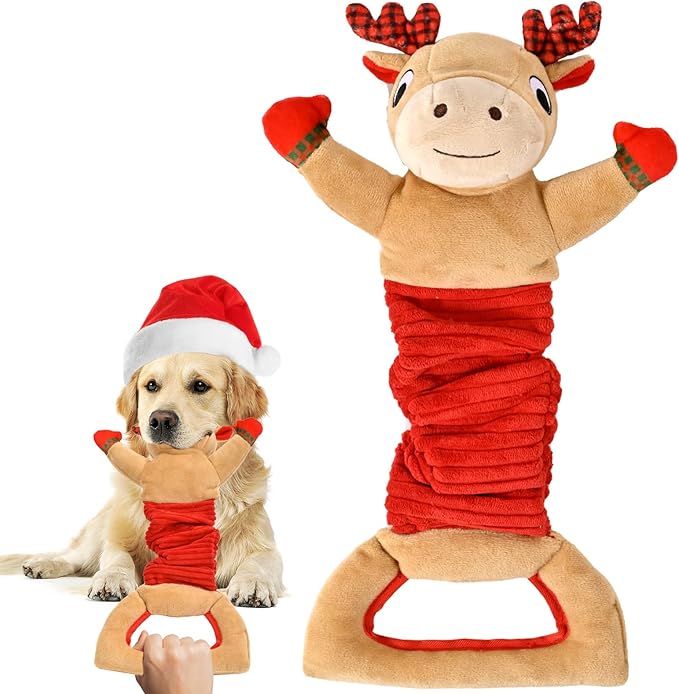 Christmas Dog Toy, Large Dog Toys, Squeaky Dog Toy, Tug of War Toys Dog, Chew Toys, Stuffed Dog Toys for Small/Medium/Large Dogs