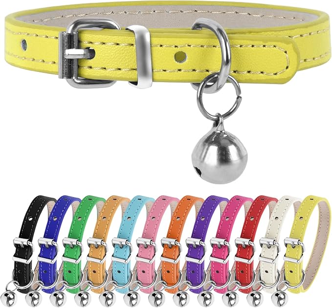 XXS Dog Collar Teacup Dog Yellow Dogs Collars, Teacup Dog Collars for Small Dogs Cats, Yellow, 3/8 inch Width