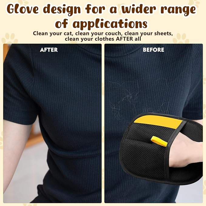 2PCS Pet Hair Remover Gloves, Electrostatic Pet Hair Removal Gloves for Cats & Dogs, Reusable Double Sided Pet Hair Remover,Versatile Grooming Gloves for Washing, Deshedding, Grooming