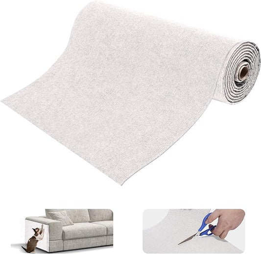 Uranshin Trimmable Cat Scratch Mat pad Self-Adhesive Cat Scratching Post Carpet Covered 78.7"x15.8" Cat Tree Shelves Replacement Parts cat Furniture Protector for Couch Wall (Beige)
