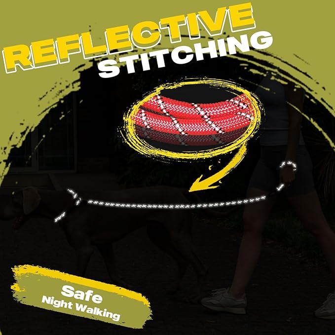 Fida Durable Slip Lead Bulk Pack of 5, Heavy Duty 1/2" x 6 FT Comfortable Strong Rope Slip Leash for Large, Medium & Small Dogs No Pulling Pet Training Leash with Highly Reflective Red