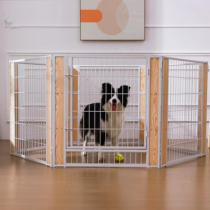 Heavy Duty Dog Playpen 32 Inch Height - Indoor Outdoor Pet Fence Enclosure for Medium and Small Dogs - Foldable Puppy Exercise Pen for Indoor and RV Camping or Yard (8 Panels, 32" H (White))