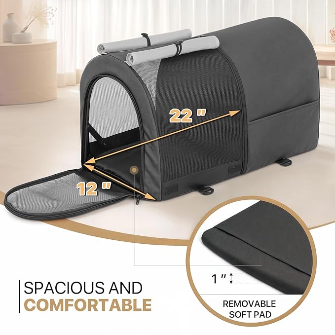 MoNiBloom Double Dog Stroller with Detachable Carrier Bags Large 4 Wheels Foldable Jogger for Small and Medium Dog Cats, Black/Gray