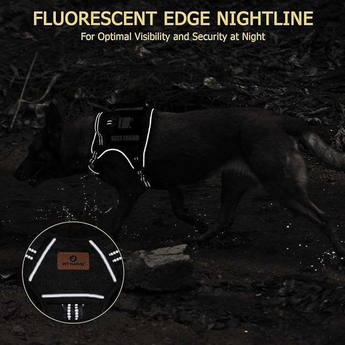 PET MARVEL Tactical Dog Harness for Small Size, No Pull Military Dog Vest with Easy Control Handle, Molle Hoop & Loop, Adjustable Reflective Reinforced Stich for Walking Training, Black