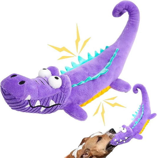 Tough Dog Toys Indestructible, Stuffed Chew Large Dog Toys to Keep Them Busy, Interactive Squeaky Tug of War Doggie Toy, Chew Guard Technology