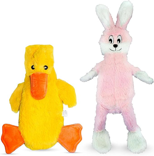 FGA MARKETPLACE Pink Rabbit-Duck Flat NO Stuffing NO Squeak Plush Dog Toy, Funny Style Will Entertain Your Pet for Hours, Recommended for Small and Medium Dog 21 INCH Long