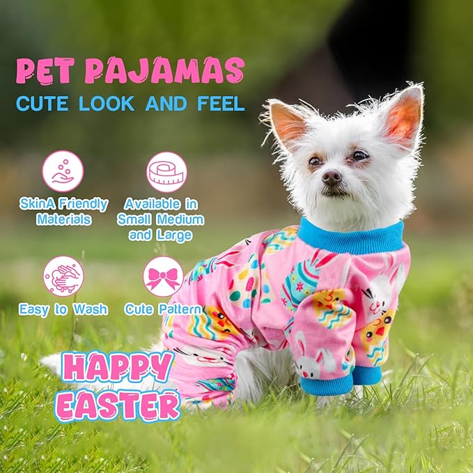 Dog Pajamas Soft Lightweight Dog Onesies Outfit Clothes for Small Medium Large Puppy Pjs for Pet Boys Girls Dogs Cats (Small, Easter)