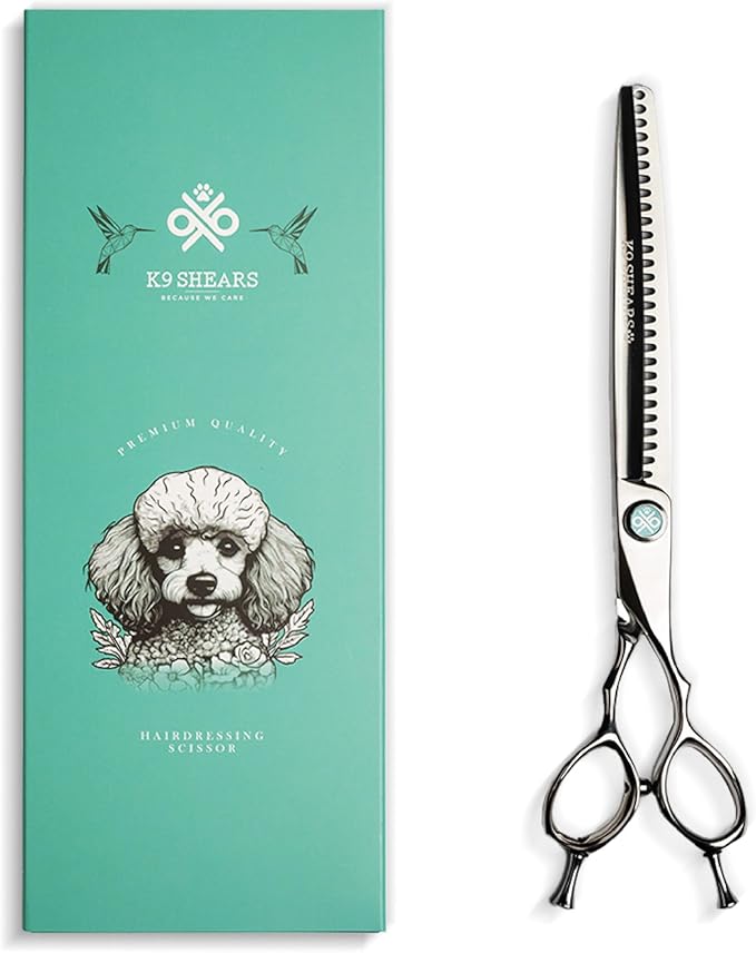 8" Dog Grooming Thinning Scissors – European Style Fast Hair Release, Handcrafted, Ergonomic, VG10 Stainless Steel for Sharper, Tougher, Better Edge Retention, Thinning Rate 60-70%