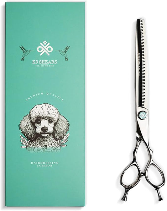 8" Dog Grooming Thinning Scissors – European Style Fast Hair Release, Handcrafted, Ergonomic, VG10 Stainless Steel for Sharper, Tougher, Better Edge Retention, Thinning Rate 60-70%