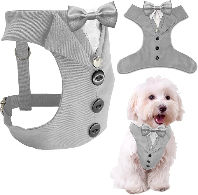 AVERYDAY Dog Tuxedo for Wedding Outfit, Dog Suit and Tie Costumes for Birthday, Halloween, Cosplay, Christmas Party, Pet Formal Wear with Bowtie, Tux for Small Dogs, Chihuahua, Bichon, Maltese, Cats