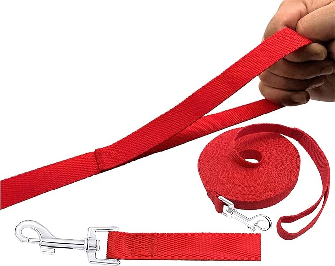 PETGOGO 15ft 20ft 30ft 40ft 50ft Long Dog/Puppy Lead Obedience Recall Training Dog Leashes for Small Medium Dogs Camping, Training, Play, or Backyard (30 FT, Red)
