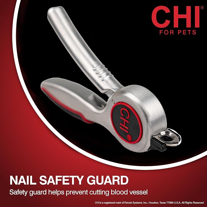 CHI for Pets Guillotine Nail Clipper for Dogs - Safe and Easy Dog Nail Cutter with Ergonomic Handle - Pet Grooming Tool for All Breeds - Effective Dog Claw Trimmer