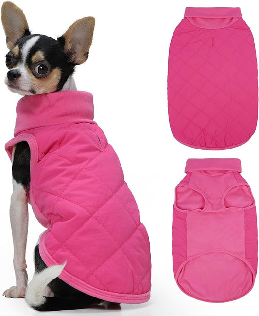 FUAMEY Dog Fleece Jacket for Small Dogs,Dog Winter Vest Lightweight Dogs Coat Pullover Breathable Pet Turtleneck Jackets Windproof Water Resistant Vests Warm Puppy Snowsuit Pink XS