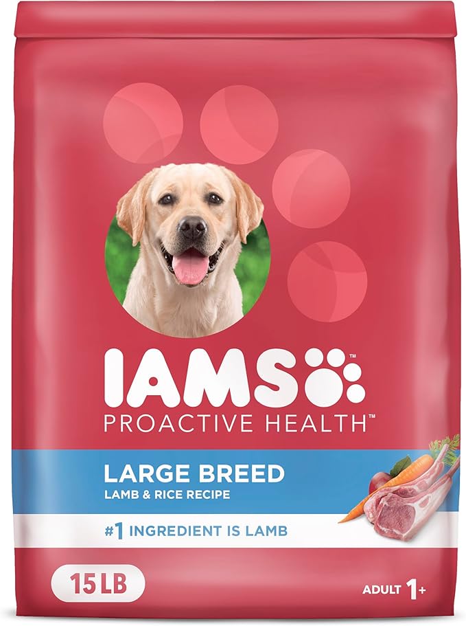 IAMS Proactive Health Large Breed Adult Dry Dog Food Lamb & Rice Recipe, 15 lb. Bag