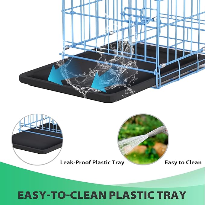 BestPet | Dog Crate | 18" | Blue | Foldable Metal Kennel with Single Doors, Secure Slide-Bolt Latches, Leakproof Tray | Portable Dog Cage for Small Breeds | for Travel, Indoor & Outdoor Use