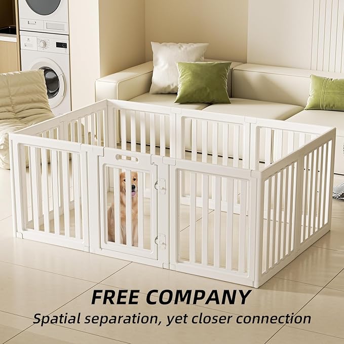 Clear Dog Play Pen,Pet Playpen with Door,Easy to Clean and Install Puppy pens for Both Indoor and Outdoor use (White, 30.3" Height, 8PCS)