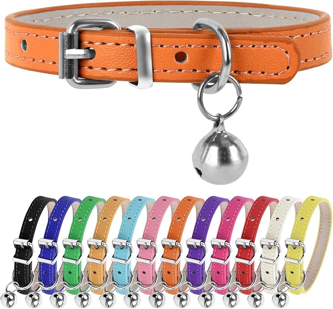 XXS Dog Collar Teacup Dog Collars, Orange Dogs Collars, Teacup Dog Collar for Small Dogs Cats, Orange, 3/8 inch Width