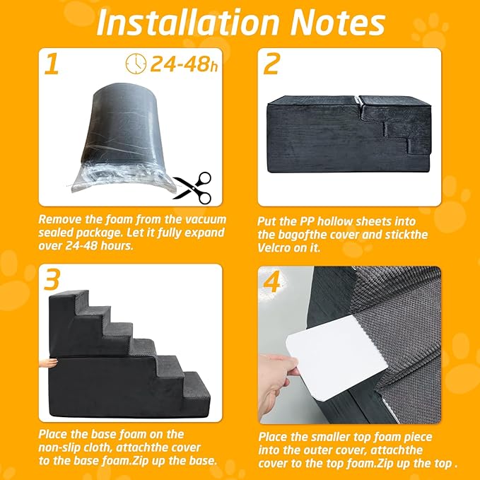 28" H Dog Stairs for Small and Medium Dogs 6-Step Ramps for High Beds and Couch Non-Slip Extra Wide Pet Stairs for Old Dogs and Puppy and Cat - Stable & Durable with Machine Washable Cover Indoor