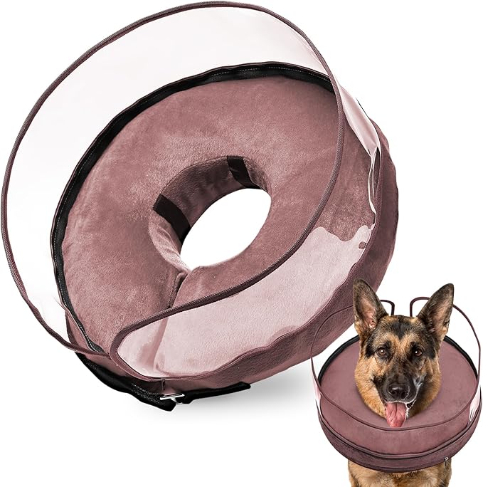 BARKLESS Dog Cone, Inflatable Dog Cone After Surgery for Large Breeds, Soft Surgery Collar with Enhanced Anti-Licking Guard Shield for Pets, Patented Protective Donut Collar