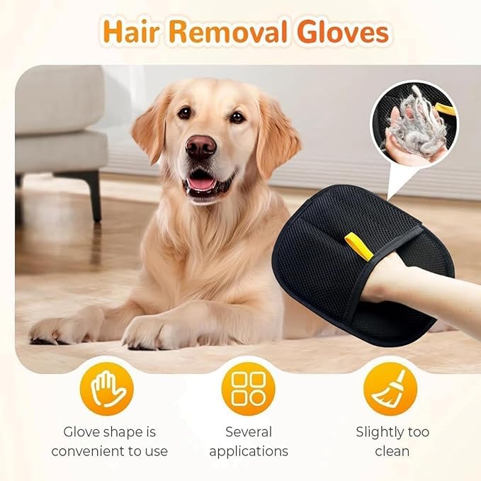 Pet Hair Removal Gloves, Electrostatic Cats and Dogs Pet Hair Removal Tool, Suitable for All Pets, Reusable and Easy to Use (2 Pcs)