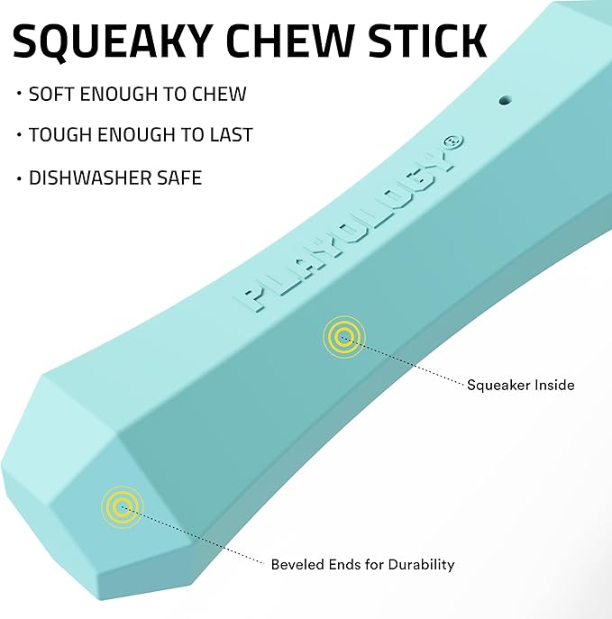 Playology Dog Toys | Durable Squeaky Chew Stick for Dogs | Jumbo Peanut Butter Scented Toy - Easy to Clean and Made from Non Toxic Materials