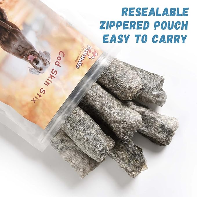 Cod Skin Dog Treats, All-Natural Chew Fish Skin Rolls, Rawhide-Free Natural One-Ingredient Healthy Dog Treat, Rich in Omega3 Protein 10.6 OZ