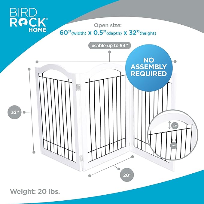 Internet's Best Wire Dog Gate with Arched Top - 3 Panel - 30" Tall - White