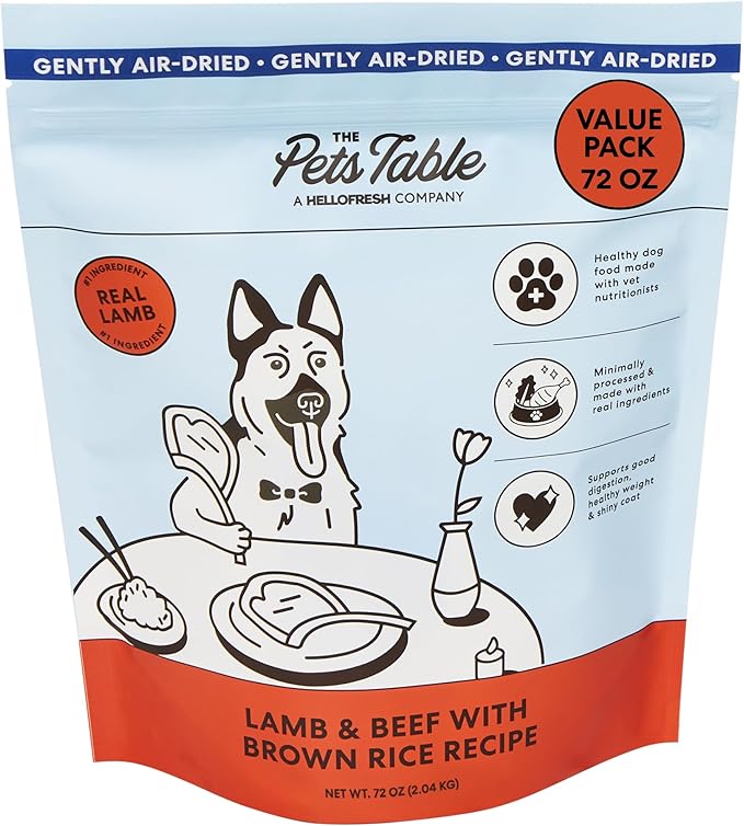 The Pets Table Air Dried Dog Food for Dogs Large, Medium and Small with Sensitive Stomachs | Puppy Dog Food, Adult Dog Food, Senior Dog Food | Lamb & Beef with Brown Rice 4.5 lbs / 72 oz Bag