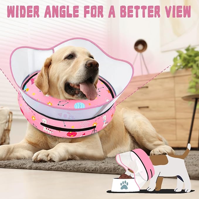 Elevated Inflatable Dog Cone Collar to Stop Licking, Dog Donut Collar After Surgery, Soft Dog Cone Alternative for Small Medium Large Dogs