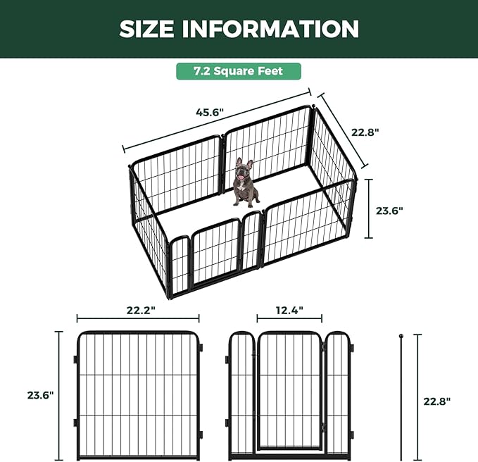 FXW Homeplus Unleashed Indoor Dog Playpen - Stress-Free and Safe Play, Heavy Duty 24 Inch 6 Panels Dog Pen for Puppy and Small Dogs, Black│Patented