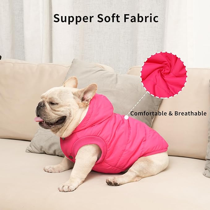 Fleece Lining Extra Warm Dog Hoodie in Winter for Small Dogs Jacket Puppy Coats with Hooded Pink M