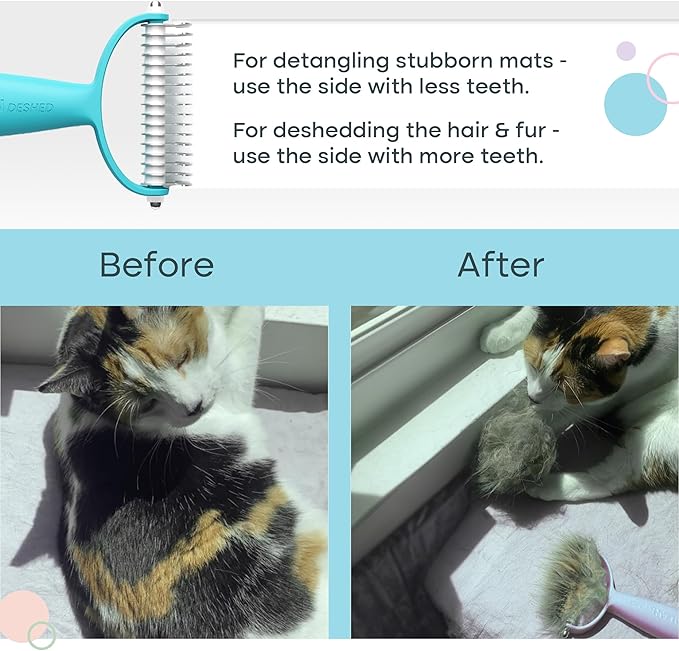 Uproot Clean Undercoat Rake for Dogs - Versatile Dematting Comb for Dogs, Cats & Bunnies - Dual-Sided 9 & 17 Blade Dog Deshedding Brush - Gentle & Effective Grooming Tool for All Coat Types