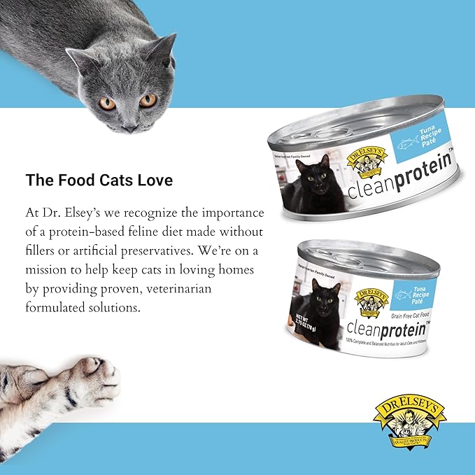 Dr. Elsey's cleanprotein Tuna Recipe Wet Cat Food (Case of 24), 2.75 oz Canned Food