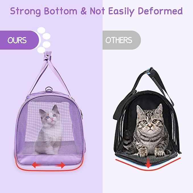 BurgeonNest Cat Dog Carrier, Cat Carriers for Large Medium Cats 20 lbs, Soft Sided Puppy Kitten Pet Carrier Under 25 lbs, Collapsible Travel Cat Carrier with Unique Side Bag (Medium)